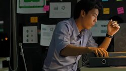 Businessman hard working to late night and work overtime at office. Manager assigns task after timeout of work. Concept of business management, assignment job late and working overtime. Stock Footage