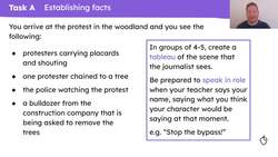 Investigating a fictional protest in role as a journalist Instructional Video