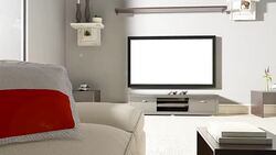 Couch and TV With Flag of Chile Stock Footage