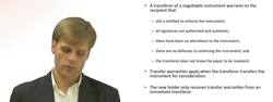 Transfer Warranty of Negotiable Instrument Instructional Video