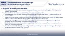 CISM Certification Domain 1: Information Security Governance Video Boot Camp 2019 - Designing security into our software Instructional Video