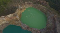 Drone Discovers Kelimutu: Flores Island's Volcano and Crater Lakes Stock Footage