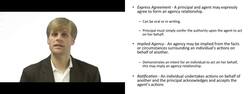 Methods of forming a Principal Agent Relationship Instructional Video
