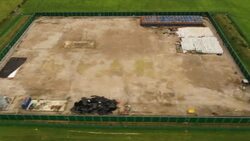 Aerial shots Cuadrilla's test fracking location near Manchester, UK News Clip