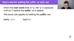 Spelling words with the suffixes -er and -est using alternative rules Instructional Video