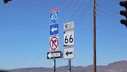 Arizona cross road signs on Route 66 Stock Footage