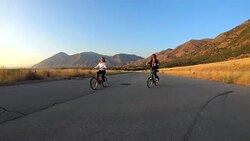 Business Children Racing on Vintage Bicycles Stock Footage