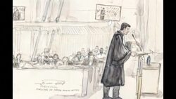 CLEAN : Paris attacks: courtroom sketch of defendant's lawyer during his plea News Clip