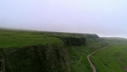 Usual polar landscape in northern countries with glacier, bay and hill Stock Footage