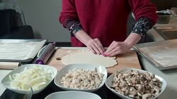 Woman forming dough Stock Footage