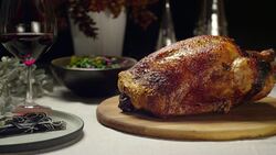 Serving Christmas Duck on the Dinner Table Stock Footage