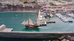 Puerto de Los Gigantes Aerial view Stock Footage