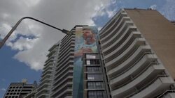 CLEAN : Sky-high mural honours hometown hero Lionel Messi News Clip