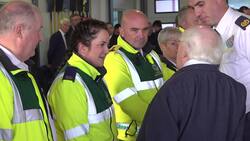 Michael D Higgins meets emergency workers in aftermath of Co Donegal fire News Clip