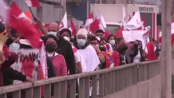 CLEAN : Fujimori supporters stage rally as Peru presidential vote tally nears end News Clip