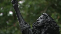 Shots of BLM activist Jen Reid and the statue of Jen Reid News Clip
