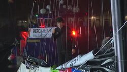 CLEAN : Sailing: Hero Jean Le Cam celebrates crossing Vendee Globe finish line News Clip