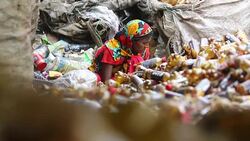 Plastic bottle recycling factory Stock Footage