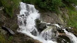 View waterfall scenes in mountains, national park Dombai, Caucasus, Russia Stock Footage