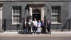 Infected blood campaigners hand a letter to Downing Street News Clip