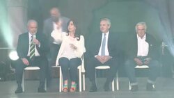CLEAN : Argentina president Fernandez celebrates Democracy Day with huge crowds News Clip