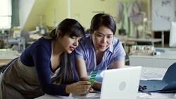 Women Choosing Colors for Fashion Collection Stock Footage