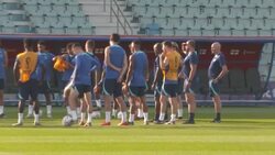 England squad having a team meeting during training session News Clip