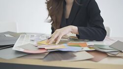 designer woman working on creative office Stock Footage