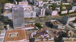 Aerial view of Berlin from TV tower, tiny people and Stock Footage