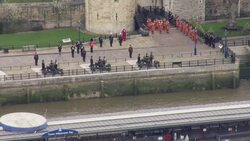Aerial shots of Tower of London Gun Salute News Clip
