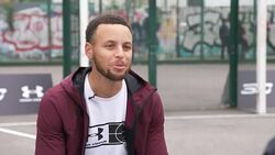 Steph Curry saying he feels he is at his peak as a basketball player at the moment but that he 'wants to stay there for a long time' and that he feels 'there is more in the tank' despite what he has already accomplished Stock Footage