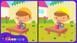 Johnny Works With One Hammer | Nursery Rhyme | Spot The Differences | The Kiboomers Instructional Video
