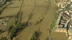 Aerial shots of water levels along the River Severn... News Clip