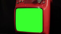 Old Red Tv Green Screen. Stock Footage
