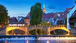 Night view of Nurnberg, Germany Stock Footage