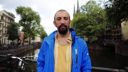 Portrait of Serious Man Looking at Camera, Outdoor Stock Footage