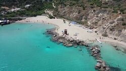 CLEAN : AERIAL SHOTS of Cypriots enjoying a swim on empty beaches News Clip