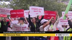 Hundreds of Air Canada flight attendants picket YVR News Clip