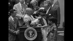 Pres. Harry Truman awards 'Young American' awards to US children News Clip