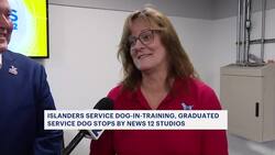 Islanders service dog in training, graduated service dog stops by News 12 studios News Clip