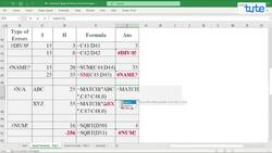 Common Types of Errors in Excel Formulas Instructional Video