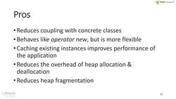 Creational Design Patterns in Modern C++ - Pros and Cons - highlights the pros and cons of the object pool pattern Instructional Video