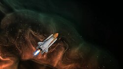 Nebula and spaceship in space Stock Footage