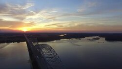 Drone over Memphis-Arkansas Bridge Stock Footage