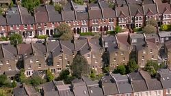 Aerial View of Suburban Victorian Houses in London, UK. 4K Stock Footage