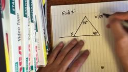 Exterior Angle of a Triangle Example Problem Instructional Video