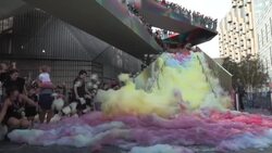 CLEAN : German artist creates sea of rainbow coloured foam in London News Clip