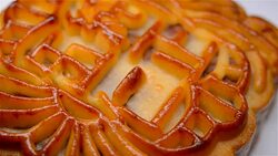 traditional style Chinese mooncake rotating the Chinese means pure five-kernel no logo or trademark Stock Footage