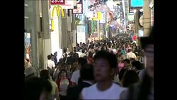 Busy night street scenes in Osaka News Clip