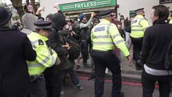 Police remove protesters blocking the transfer of migrants to the Bibby Stockholm News Clip